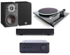 Rega IO Amplifier + Planar 2 Turntable + Audiolab 6000N Play Streamer + DALI Oberon 1 Speakers  - Black