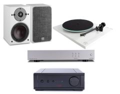 Rega IO Amplifier + Planar 2 Turntable + Audiolab 6000N Play Streamer + DALI Oberon 1 Speakers  - White