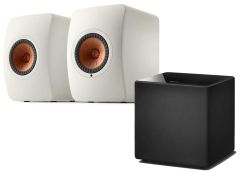 KEF LS50 MK2 Wireless Speakers + KEF Kube 12b Subwoofer  - Mineral White