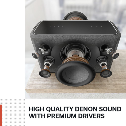 Image of masterfully constructed Denon Hi-Fi speakers, by Hi-Fi and home audio retailer Hifix