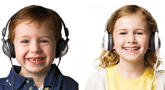 Kids wearing headphones