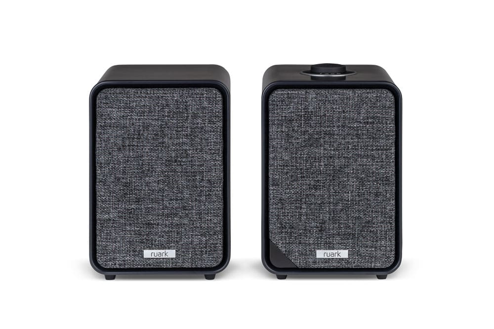 Ruark MR1 active speakers in charcoal front
