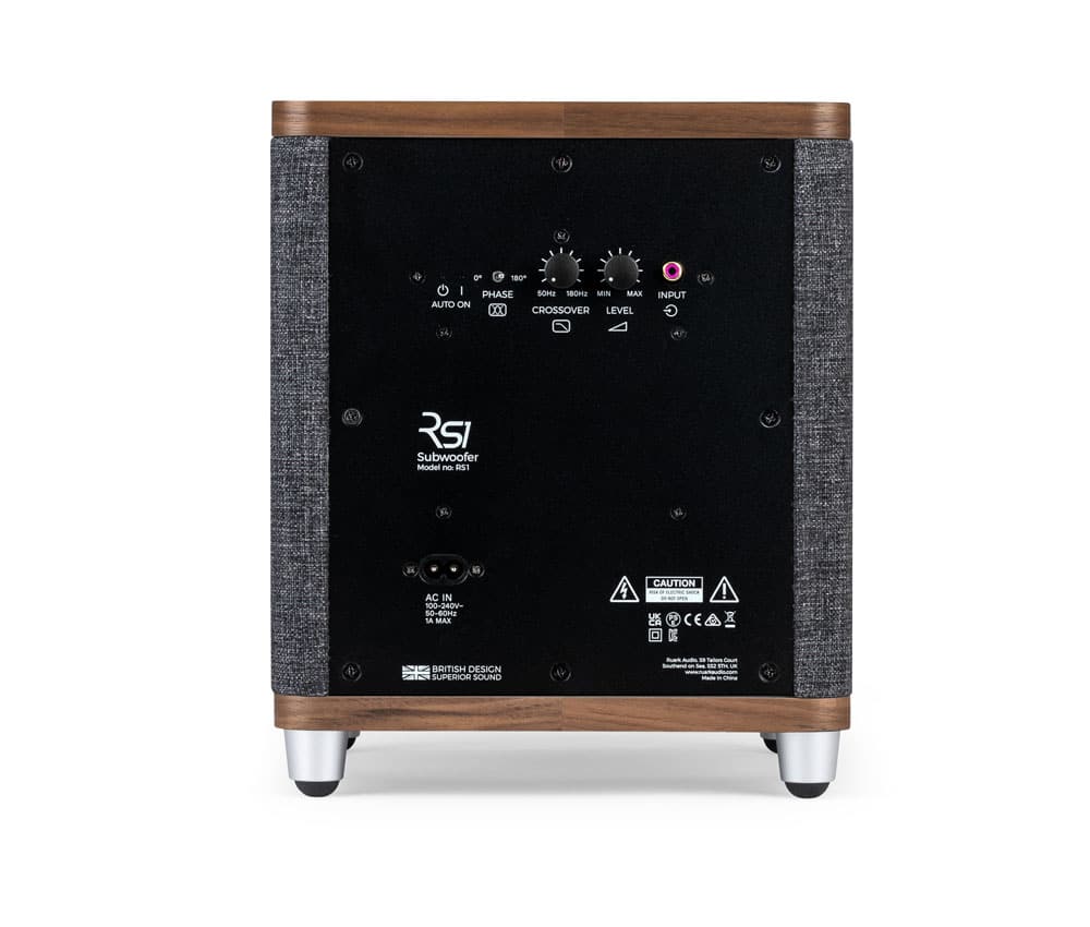 Ruark RS1 subwoofer in walnut back
