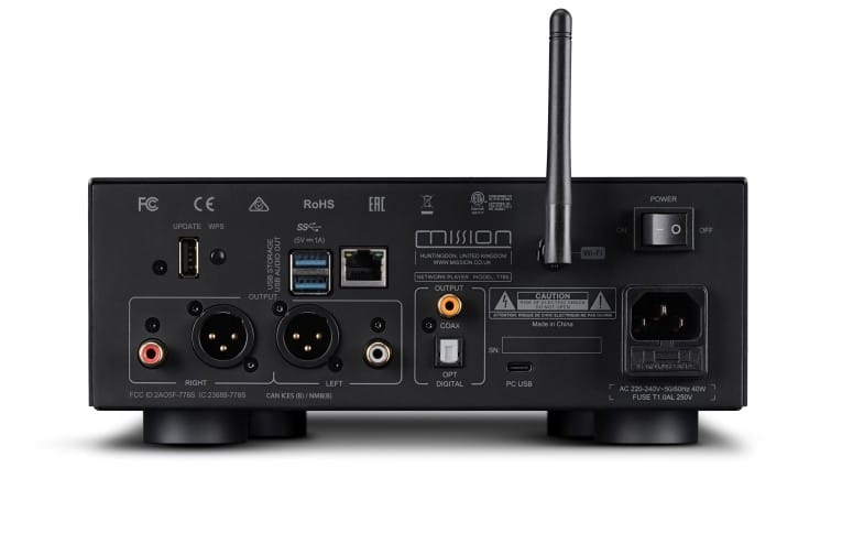 Mission 778CDT CD Player Plus 778S Streamer Bundle in black streamer back